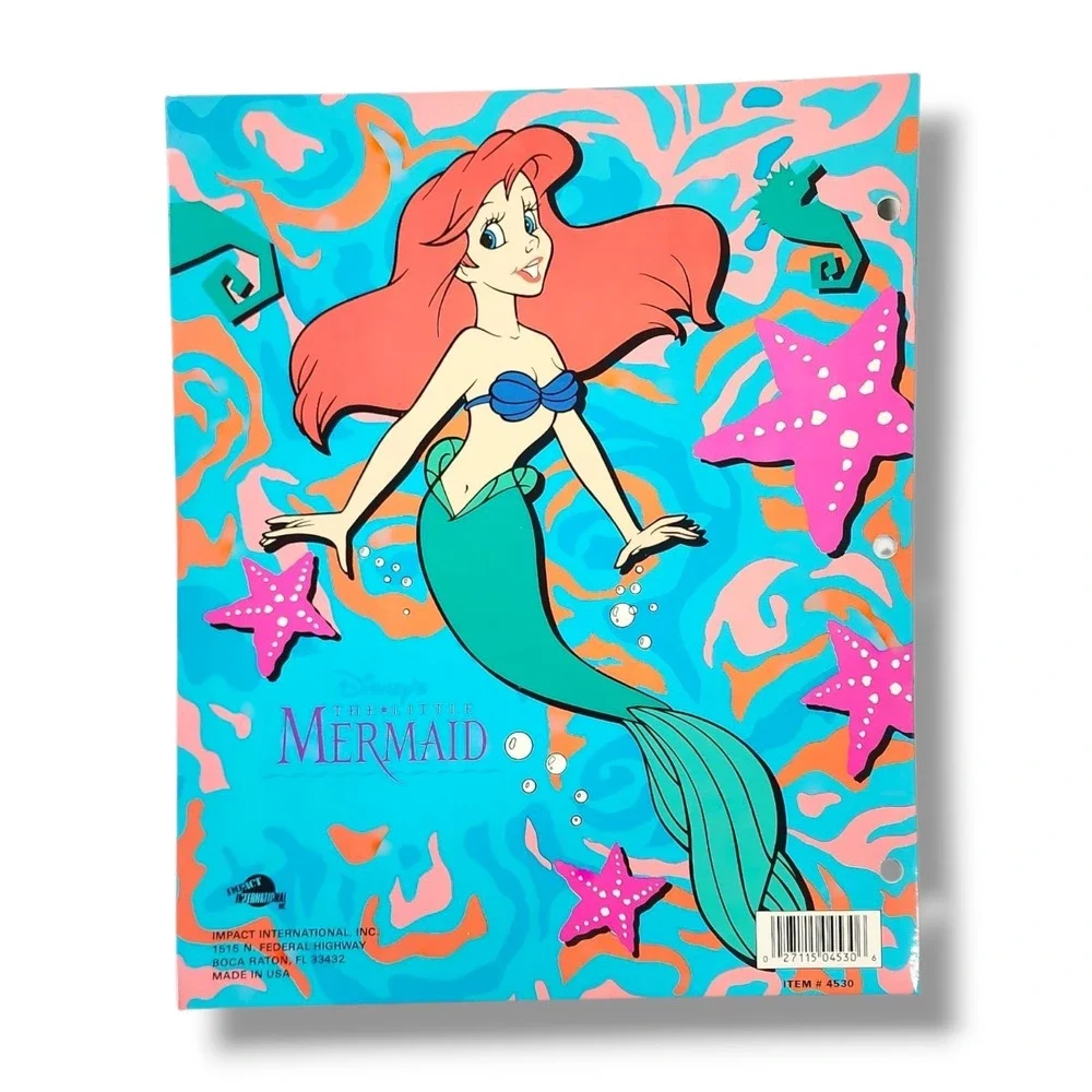 2 Vintage 90s‎ The Little Mermaid Pocket Folder Impact International EUC